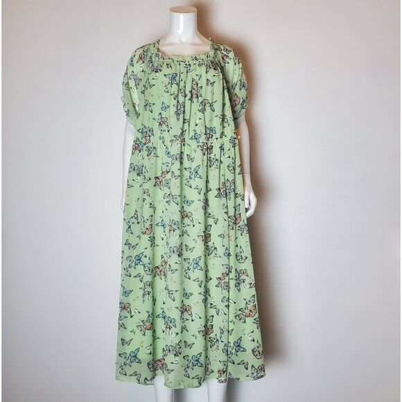 Torrid Green Chiffon Butterfly Print Peasant Midi Dress - Picture 4 of 10